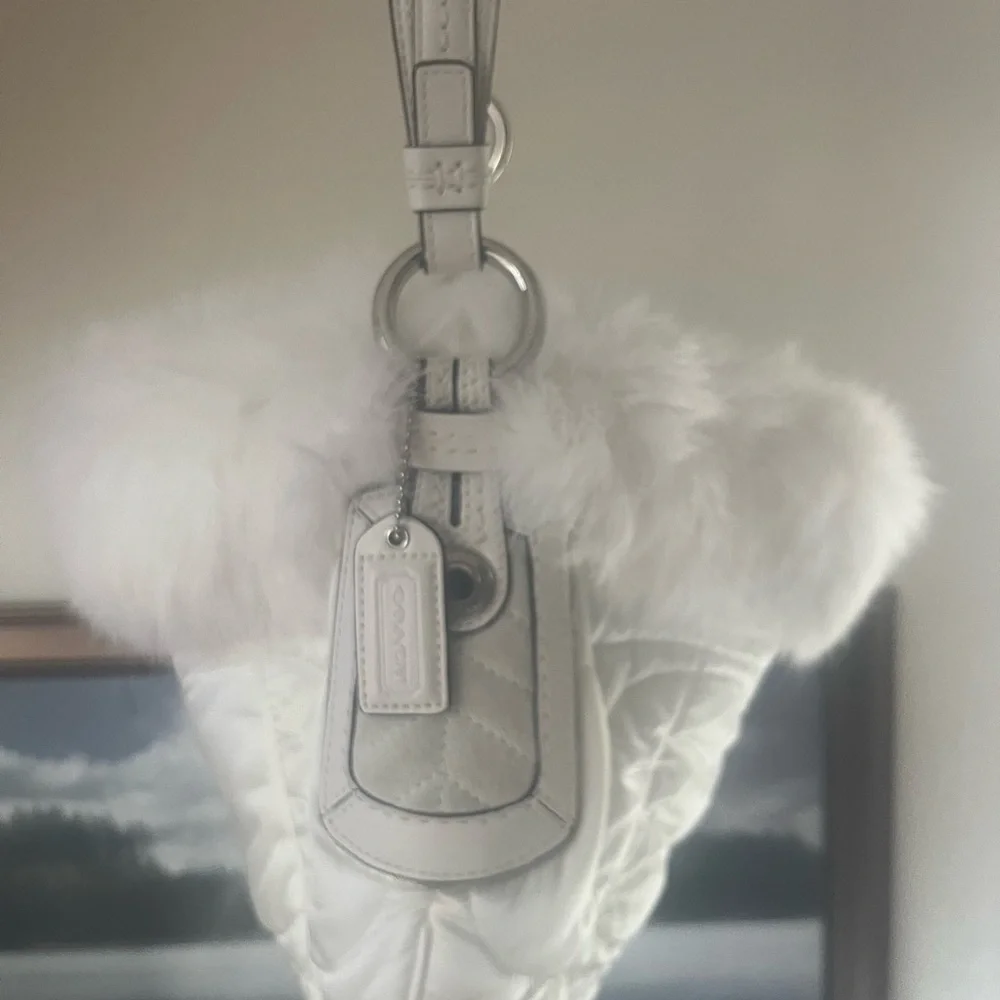 Coach White Fur-Trimmed Shoulder Bag - Picture 8 of 15